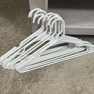 12 pack: White Plastic Clothes Hangers